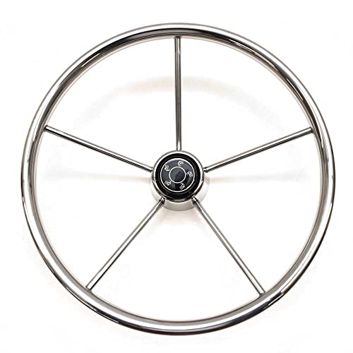 Boat Destroyer Steering Wheel 14252-00-01 | 15 1/4 Inch 5 Spoke SS