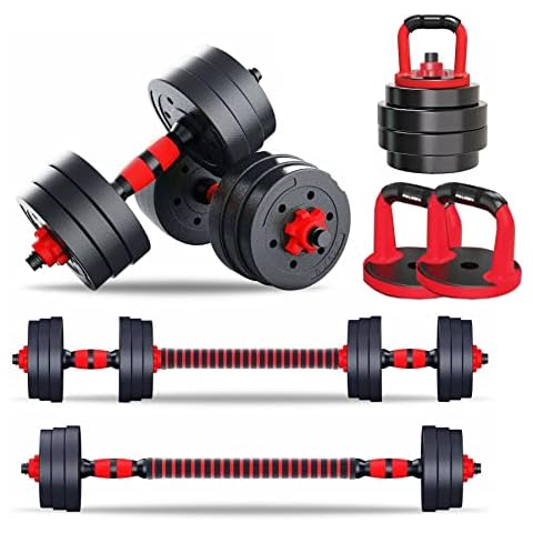 RiVo-Fit Dumbellsweights Set, 10KG/20KG/30KG Weights Dumbbell Set with Link Adjustable Weight Workout Exercise Training Set Barbell Kettlebell Push ups Fitness Multi Use, 20 Cover