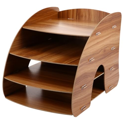 Étagère de rangement de bureau en bois compacte avec porte-documents A4
