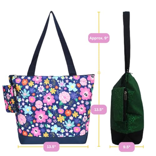 Image of NGIL Medium Top Zipper Closure Canvas Tote Bag with Attached Matching Coin Purse For Moms and Nurses