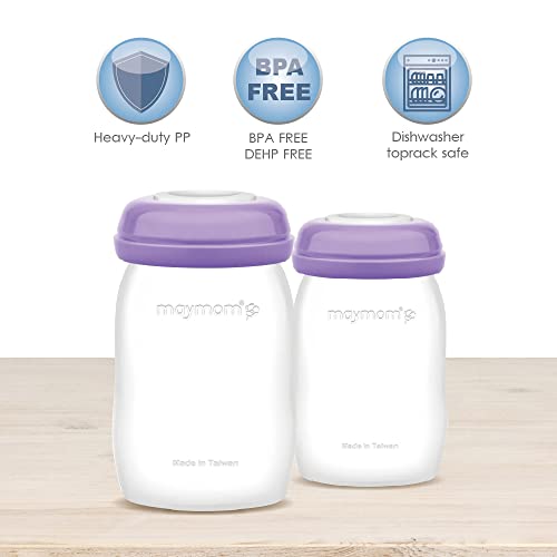 Image of Maymom Storage Bottles Compatible with Lansinoh Pumps, Widemouth Version; Replace or Compatible with Laninoh Momma Bottles; 8 ct, 5oz