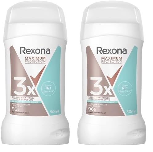 Rexona Women Maximum Protection Anti Transpirant Stick Antibakterieller Deo-Schutz Deodorant mit 96 Stunden Schutz gegen starkes Schwitzen und Geruch mit 3x Schutz bei Stress, Hitze & Bewegung 50 ml