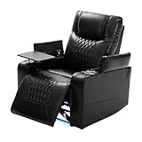 Electric Recliner Chair with USB Charge Port, 360 Swivel Tray Table, Hand in-Arm Storage, and Cup Holders, Ambient Lighting - Ambient Lighting Gaming Recliner Chair Home Theater Seating
