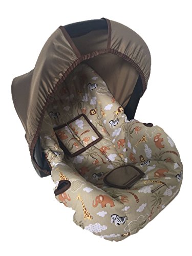 Alan Pierre Baby Safari Capa para Bebê Conforto, Multicor (Branco/Kaki), 32 x 26 x 5 cm