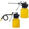 Hand Pump Oiler Can Professional Level 8 oz. Capacity Pump Oiler with Metal & Long Flex Spout