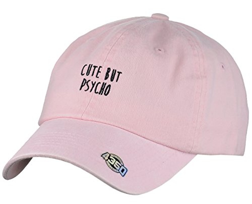 Unisex Embroidered Adjustable Low Profile Baseball Dad Cap Hat, Cute But Psycho, Pink