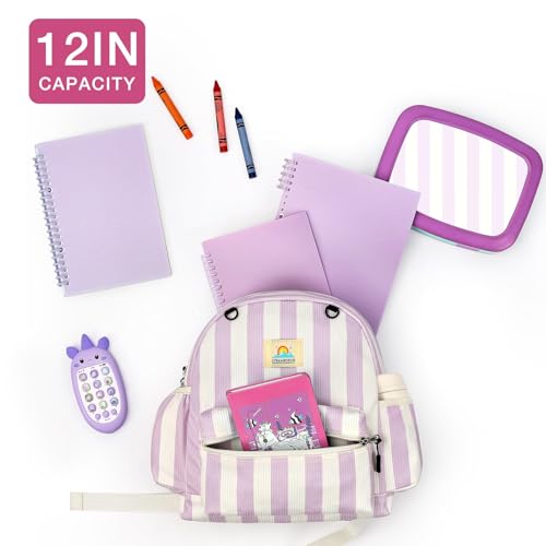 Image of STEAMEDBUN Corduroy Toddler Backpack for Girls 2-4: Kids backpack for Boys Girls - 12 inch Preschool Kindergarten Backpacks - Stripe