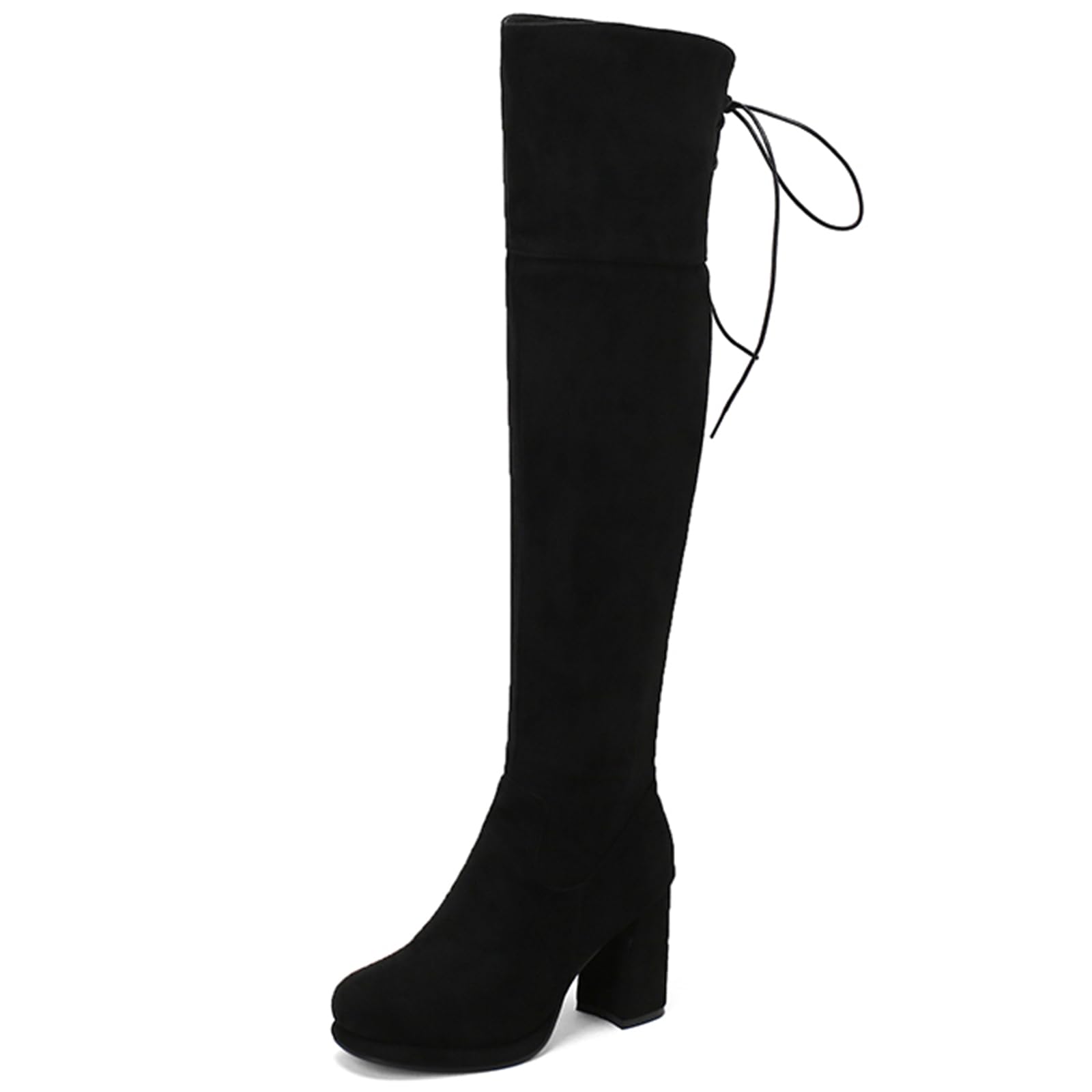 Over-Knee Boots Suede Material Women Fashion Boots for Casual and Outings 8 5cm Heel Adjustable Fit