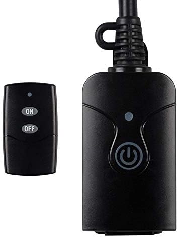 HBN Outdoor Indoor Wireless Remote Control 3-Prong Outlet Weatherproof Heavy Duty 15 A Compact 1 Remote 1 Outlet with Remote 6-inch Cord 100ft Range ETL Listed (Battery Included)