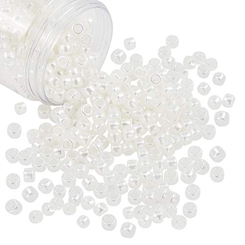 NBEADS Aproximadamente 500 cuentas de perlas de plástico ABS de 8mm de diámetro, cuentas redondas de gran agujero cuentas espaciadoras sueltas para manualidades fabricación de joyas cremoso blanco