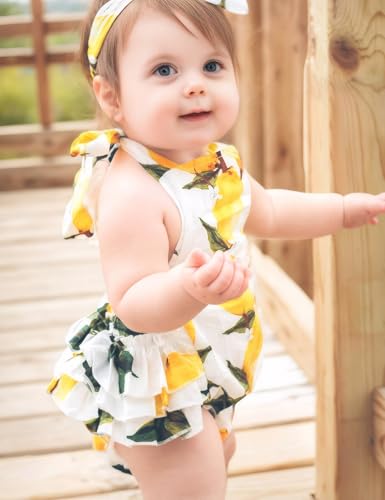 Image of PrinceSasa Baby Girl's Floral Print Ruffles Romper Summer Clothes