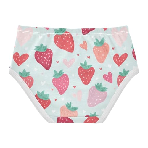 Wusikd Cute Strawberries Hearts Girls' Underwear Cotton Girls Briefs Soft Toddler Underwear 2T2
