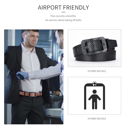 Big Buckle Reversible Leather Belt | TSA Approved, Hypoallergenic, Nickel-Free, Non-Metal, Airport Friendly with Plastic Buckles3