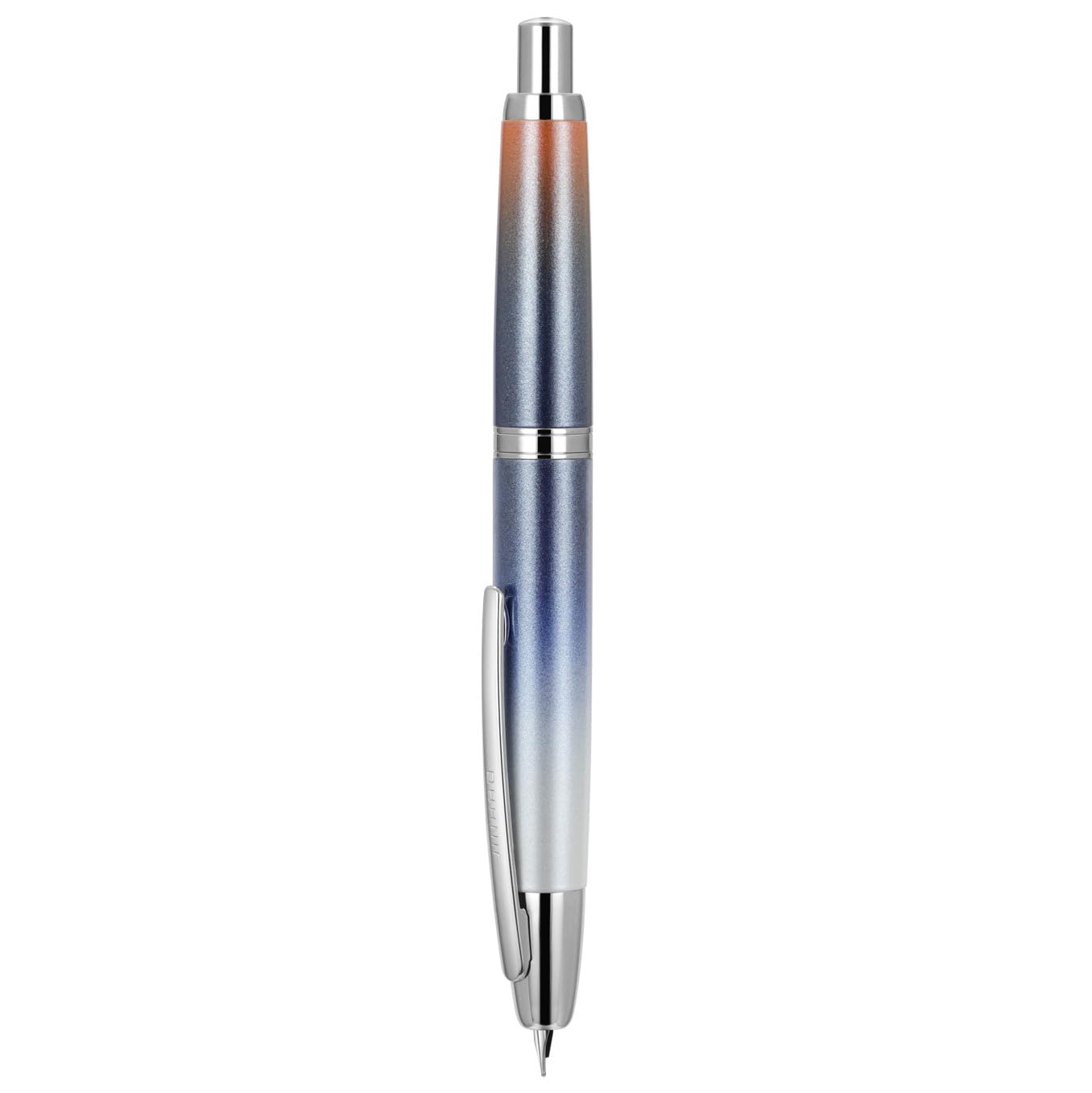 Jinhao 10 Series Press Fountain Pen Gradient Dark Blue Retractable Medium Nib with Ink Converter and Metal Pen Box Set (Silver Clip Version)