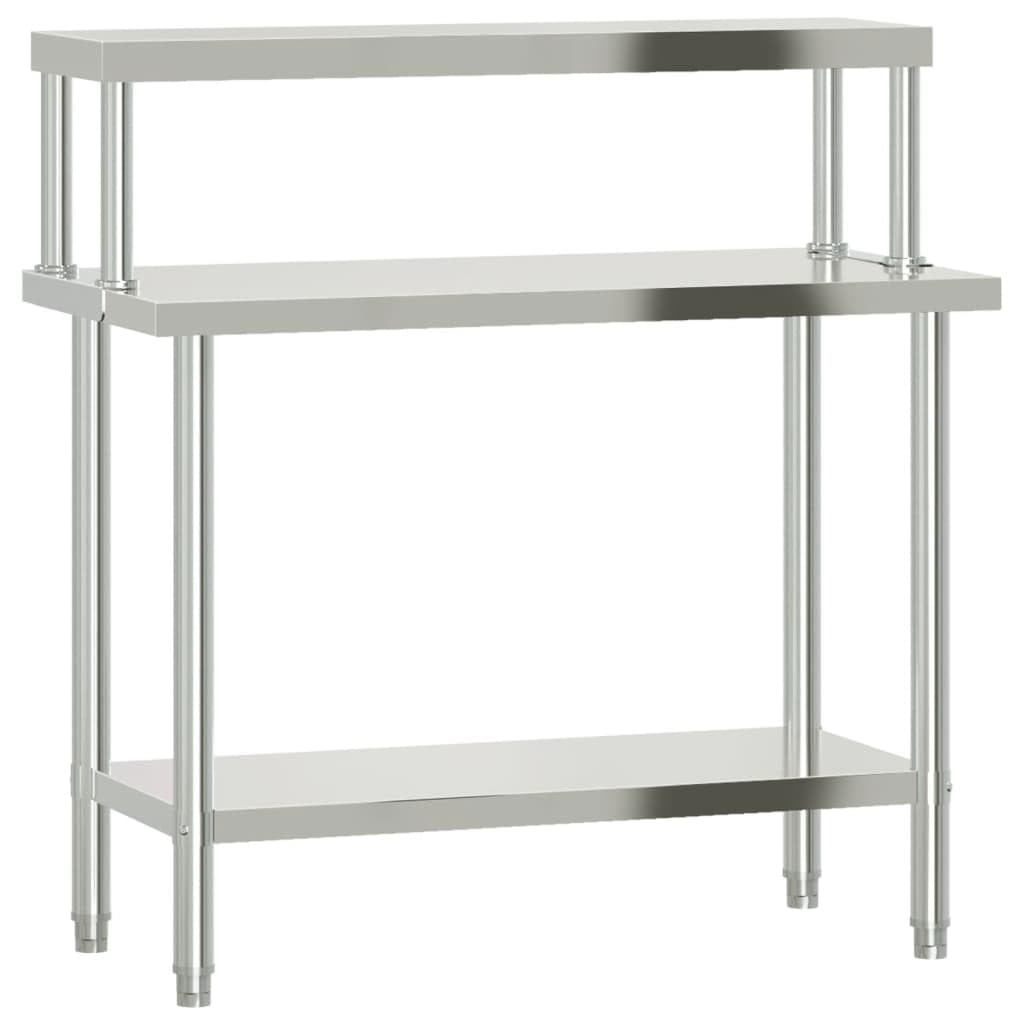 Tavolo da lavoro in acciaio inox con ripiani 110x55x120 cm in acciaio inox