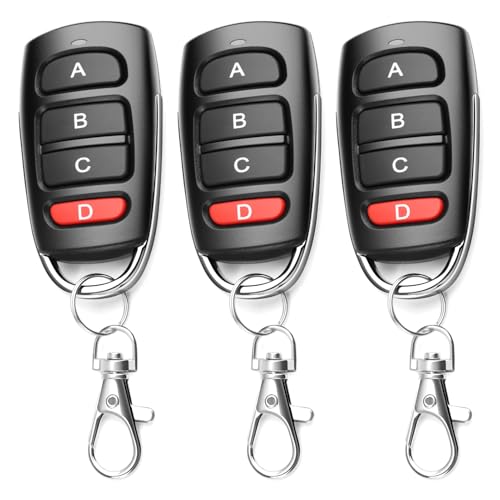 3 Piezas Mandos Garaje Universales 433.92Mhz, Mando a Distancia Puerta Garaje Codigo Fijo Duplicador, Mando Garaje Inalámbrico Automático Control Remoto Garage Gate Openers Reemplazo, Batería Incluida