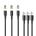 Produktbild NetDot Gen10 Micro USB Nylon geflochtenes magnetisches Schnellladekabel mit seitlicher LED kompatibel mit Android-Gerät (1m/3 Pack schwarz)