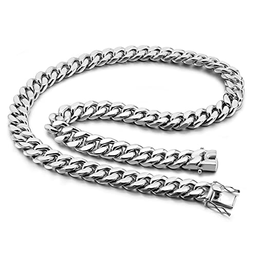 Men 925 Sterling Silver Solid Miami Cuban Chain Necklace 10MM &12MM- Curb Cuban 18 