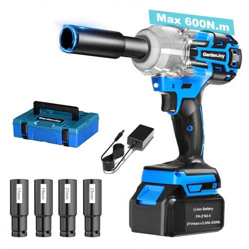 GardenJoy Impact Wrench,1/2' Cordless Impact Gun Max Torque 240 Ft-lbs (600N.m),Cordless Impact...