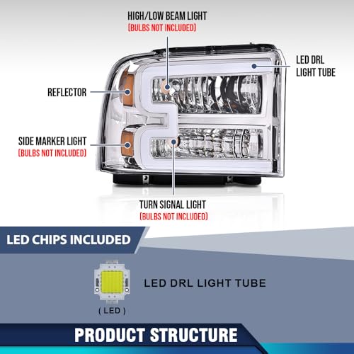 Image of PIT66 LED DRL Headlights Fit 2005-2007 Ford F250 F350 F450 F550 Super Duty
