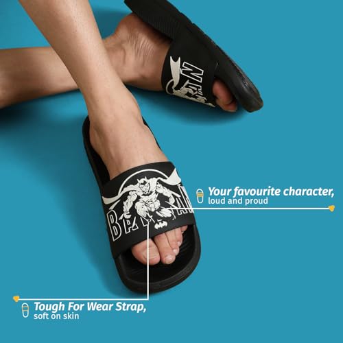 Image of YOHO Batman: Dark Knight Sliders for Men, Comfortable and Lightweight Slides, Footwear for Man & Boys, Official WB Superhero Merchandise -004