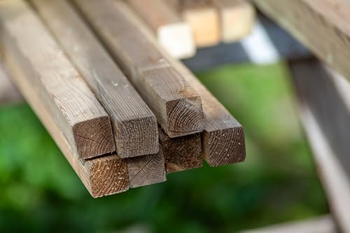 F&G Supplies 20 x 1.2m (4ft) Tall Wooden Square Garden Tree Plant Stakes - HC4 Pressure Treated For A Long Life Made From Baltic Slow Grow Timber For Strength, Square with Pointed End