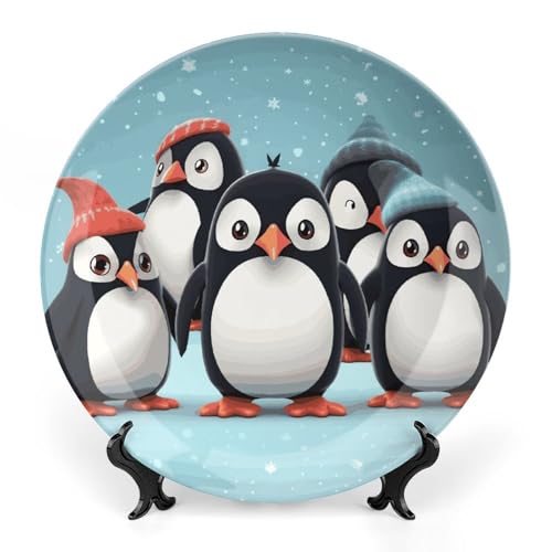 Plato decorativo de porcelana con pingüinos 7 pulgadas miniatura 1