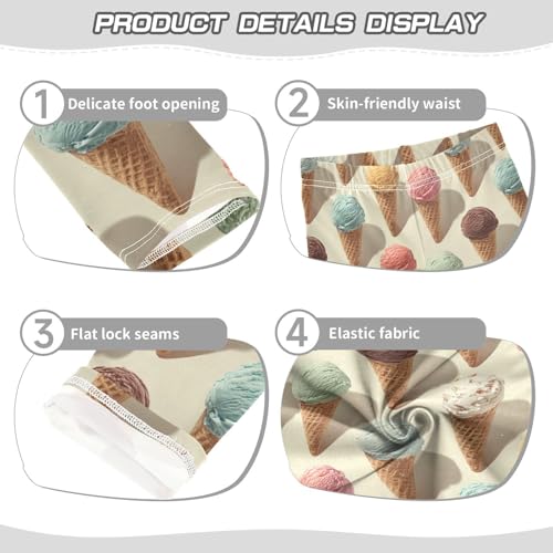 Girls Leggings Ice Cream Print Soft Toddler Leggings for Girls Kids Pants Size 4T-10T3