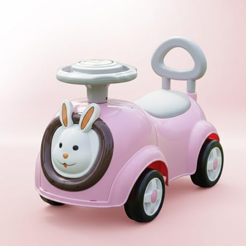 Image of BabyGo Bunny Ride-On Push Car for Toddlers with Music & Horn | Backrest & Safety Guard | Under-Seat Storage | Big Wheels | Ride-On for Kids 1-3 Years Up to 25 kg (Pink)