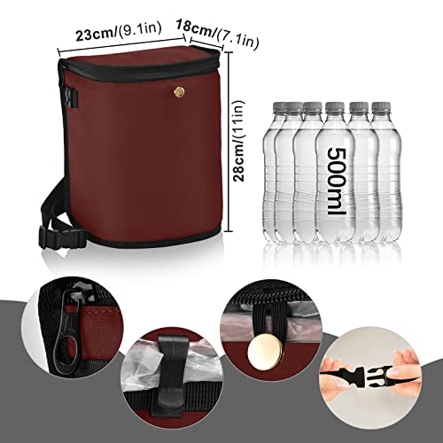 Image of Wudan Small Car Trash Can Burgundy Accessories for Garbage Storage Organizer with Lid Waterproof Portable Auto and Truck Interior Seat Bin