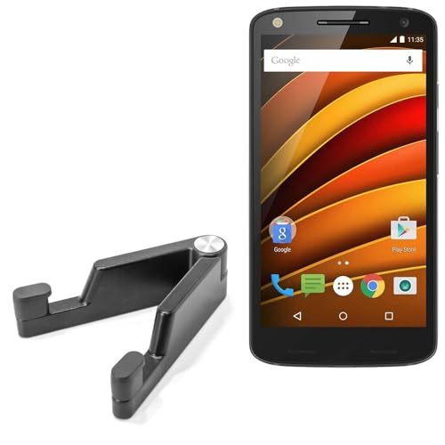BoxWave Stand and Mount Compatible with Motorola Moto X Force - Desktop Aluminum SoloStand, Adjustable Hands-Free Portable with Rubber Feet - Jet Black