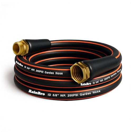 Flexibility Garden Hose 10ft x 5/8 No-Kink Wear-Resistant & Freeze-Resistant Flexible Water Hose Rubber Hose With Male/Female Fittings Working Pressure 200 PSI Burst 600 PSI 3/4 GHT