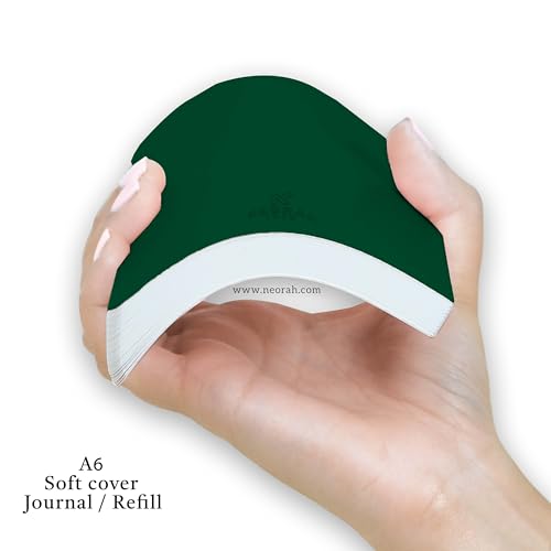 Image of NEORAH - A6 Ruled Notebook SOFT COVER | Organiser REFILL | Ruled Journal | 110 GSM | 160 pages (Size 14.8 cm x 10.5 cm) Planner Journaling Writing Note Taking Diary, Travellers Journal -DARK GREEN