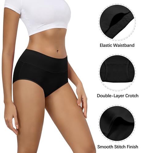 Image of MIRITY Women's High Waist Cotton Underwear - Soft Full Coverage Briefs with Double-Layer Waistedband