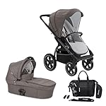 X-lander Kinderwagen 2 in 1 X-Move Komplettset Buggy Babywanne Kombikinderwagen Baby Kinderwagen mit Luftreifen Baby stroller Kinderwagen Set Gelände (Evening grey)