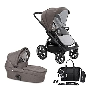 X-lander Kinderwagen 2 in 1 X-Move Komplettset Buggy Babywanne Kombikinderwagen Baby Kinderwagen mit Luftreifen Baby stroller Kinderwagen Set Gelände (Evening grey)