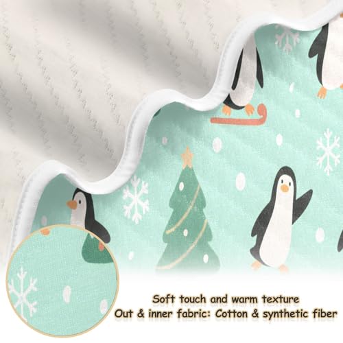 Custom Winter Xmas Tree Penguin Blanket Baby Girl boy Cozy Custom-Made Name Name Blanket for Newborns, Infants, & Toddlers 30x40in Manta personalizada para2