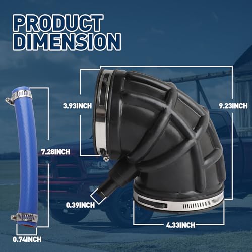 Duto de tubo de mangueira inferior de ressonador de admissão de ar compatível com Dodge Ram 2500 350