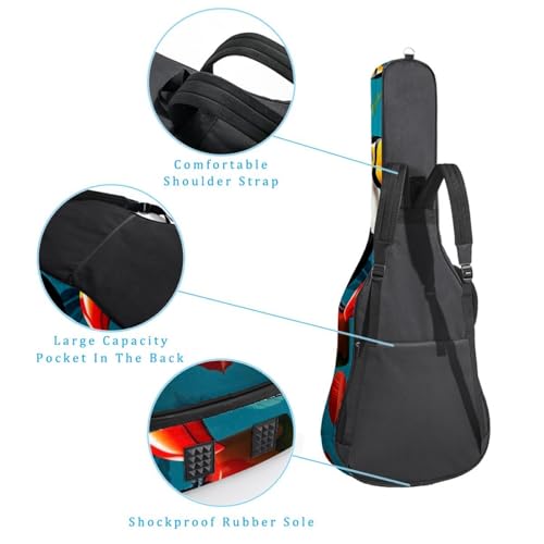 Housse de guitare acoustique étanche multicolore 106,7 cm avec grand compartiment - 3