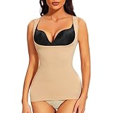 Joyshaper Canotta Contenitiva Donna Senza Cuciture Canottiera Pancia Piatta Body Shaper Busto Aperto Compressione Tank Top, Beige, L