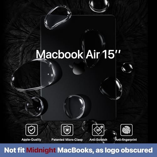 Image of Soonjet for MacBook Air 15 inch Case M5 M4 M3 M2 2026-2023 Laptop Cover | Noble Black Clear, Matte Finish, Protective Hard Shell, Laptop Cover, Ultra Thin & Light, Anti Crack & Fingerprint & Scratch
