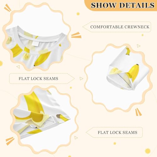 Banana Slice White Boy's Rash Guard Swim Shirt Long Sleeve Sun Shirt for Kids Toddler UPF50+3