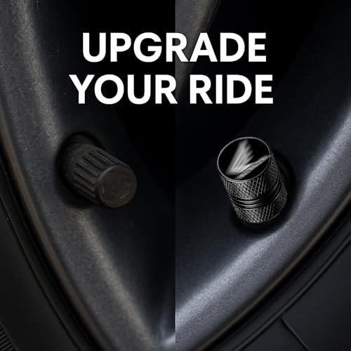 Image of Metal Tyre Valve Caps (Set of 4) | Laser Engraved | Anti-Leak O-Ring | Stylish Air Stem Covers | Universal Fit | Compatible with Hoo-nn-da Shine, Unicorn, SP 125, Hornet, CB350, Activa & More