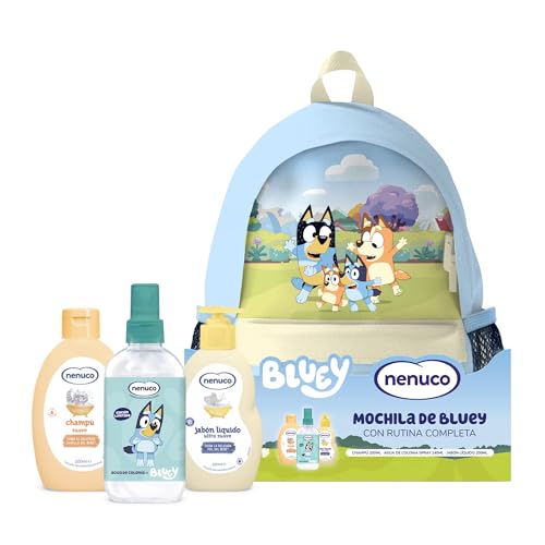 Nenuco Pack Infantil Mochila Bluey – Edición Limitada, con Champú Suave 200 ml, Jabón Líquido 200 ml y Colonia Nenuco 240 ml