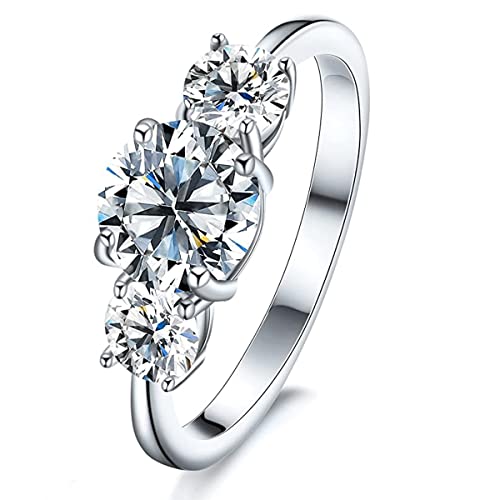 GUILOPOER Klassisch 1ct Rundschliff Moissanite Solitär Promise Ring Damen, Verlobungsring Damenring Silber 925 mit Stein Frauen, Simulierte Diamant Jubiläum Eheringe Silberringe Cover