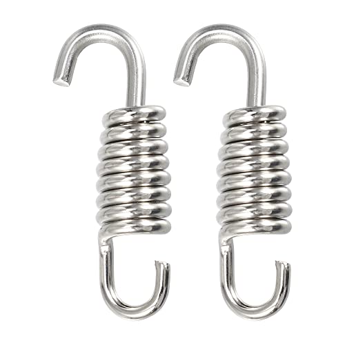 A ABSOPRO Resorte de Tubo de Escape para Motocicleta, Muelles de Silenciador 43mm de Acero Inoxidable, Accesorio Modificado Moto, Tono Plateado, 2 Piezas