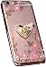 iPhone 7 Plus Floral Crystal TPU Case-Lozeguyc Soft Slim Bling Plating Rubber Cover for iPhone 7 Plus 5.5 Inch with Rhinestone Diamond and Detachable 360 Ring Stand-Rose Gold and Pink