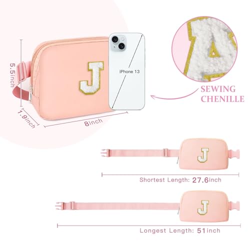Image of COSHAYSOO Pink Fanny Pack for Girls Purse Crossbody Belt Bag with Initials, Personalized 6 7 8 9 10 11 12 Year Old Teen Girl Birthday Gift Ideas Christmas Gifts Preteen Tween Trendy Stuff Letter J