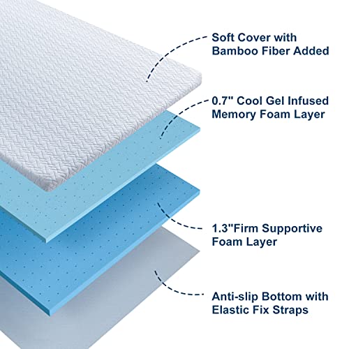 Maxzzz 2 Inch Twin Mattress Topper - Cool Gel Memory Foam Mattress Topper Extra Firm Bed Topper With Cover, Hard Mattress Topper For Back Relax Certipur-Us Certified #TOP3