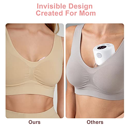 Wearable Electric Breast Pump,Mininec Portable Breast Pumps Hands Free Breastfeeding Breastpump With 4 Modes&9 Levels,Lcd Display,Low Noise&Painless,Memory Function,16-24Mm Flanges #TOP1